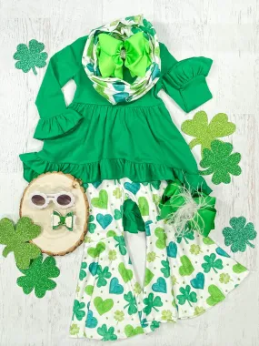 3 piece Clover Tunic & Bell Bottom Set