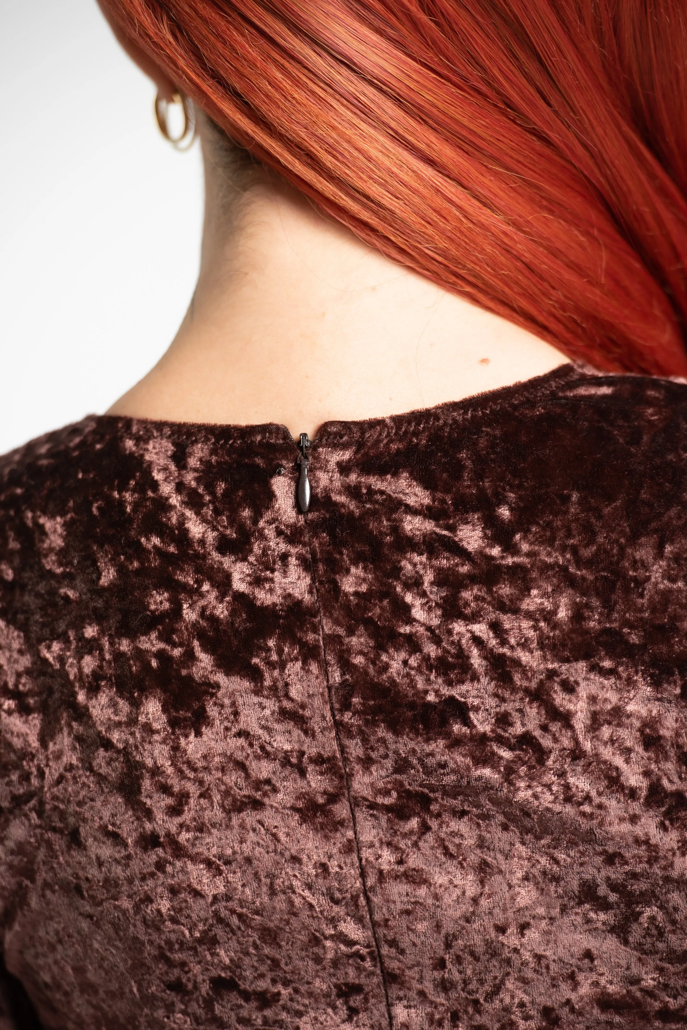 90s Chocolate Brown Sequin Velvet Bodysuit