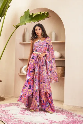 Abigail Lilac Sari Draped Jumpsuit