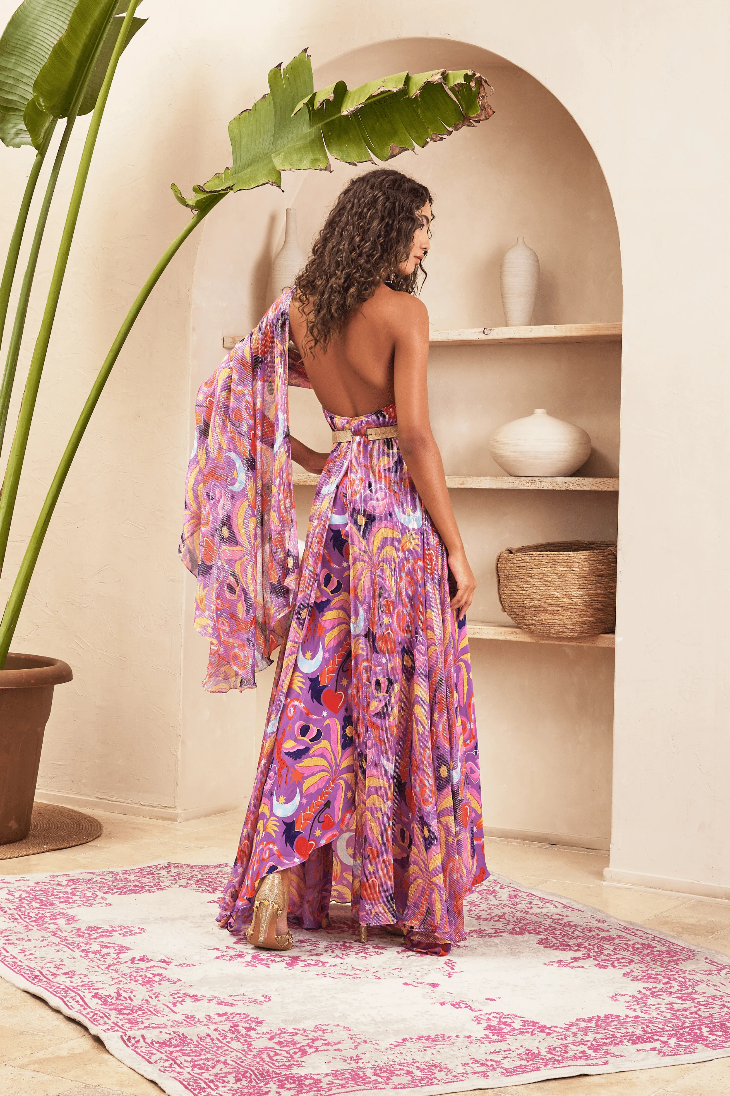 Abigail Lilac Sari Draped Jumpsuit