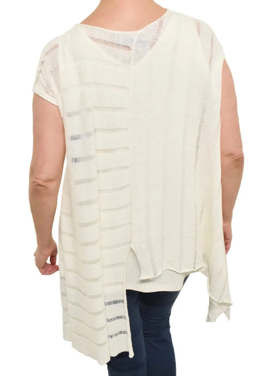 Asymmetrical Linen Cap Sleeve