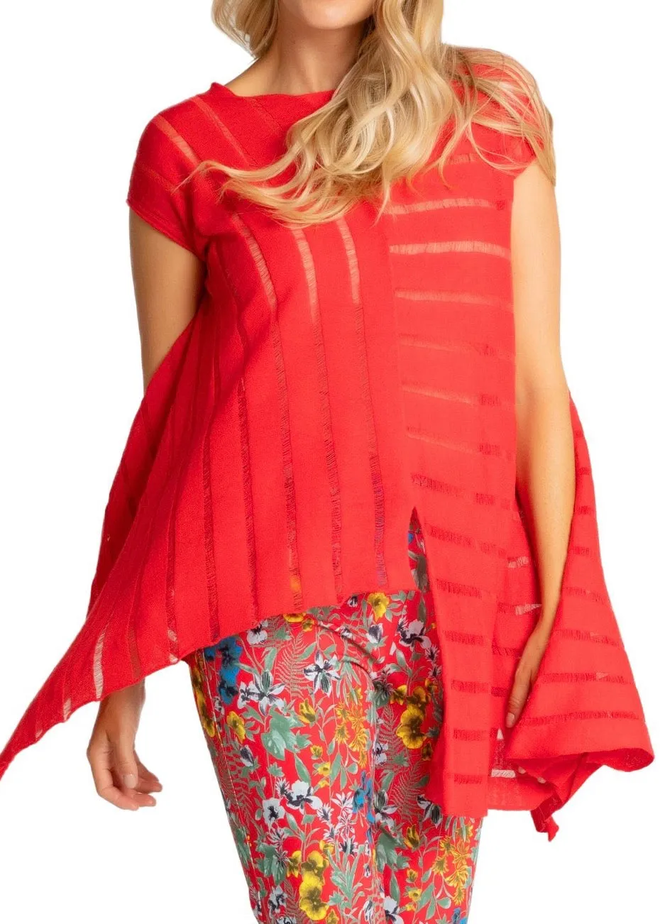 Asymmetrical Linen Cap Sleeve