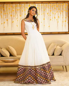 Beautifully Crafted Brown Habesha Dress: Simple Design on Traditional Ethiopian Dress Fit for All Celebrations Habesha Kemis