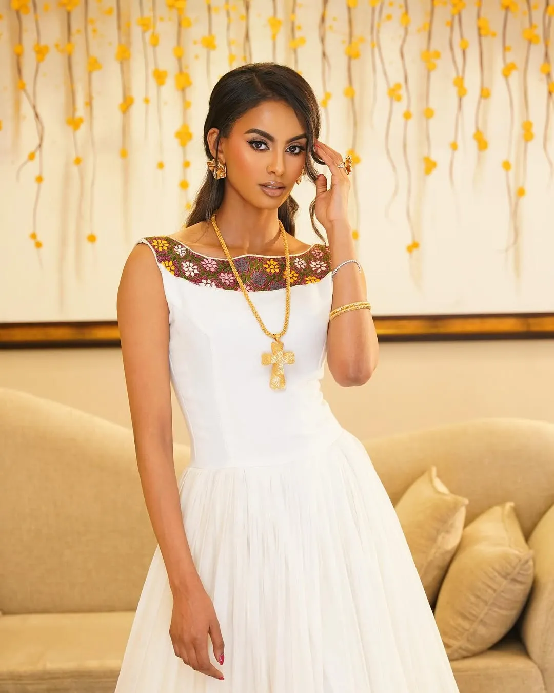 Beautifully Crafted Brown Habesha Dress: Simple Design on Traditional Ethiopian Dress Fit for All Celebrations Habesha Kemis