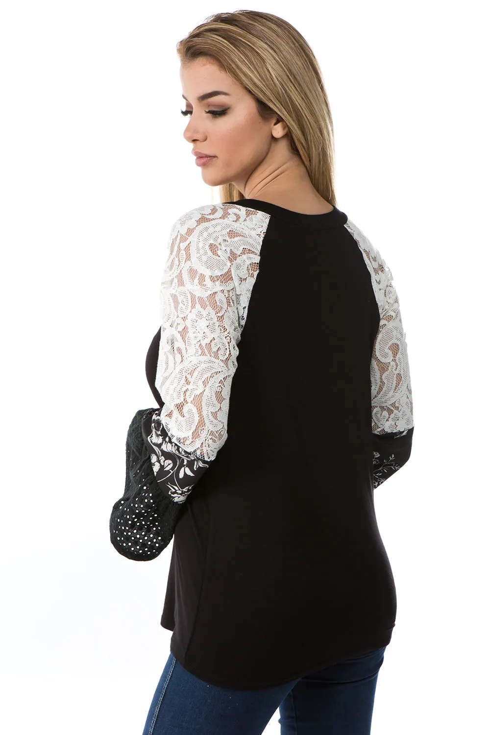 BIANCA RUFFLE SLEEVE TOP (BLACK)- VT2689