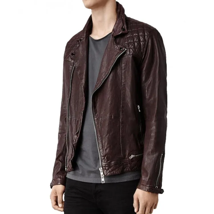 Biro Real Brown Leather Jacket Men Biker Motorcycle