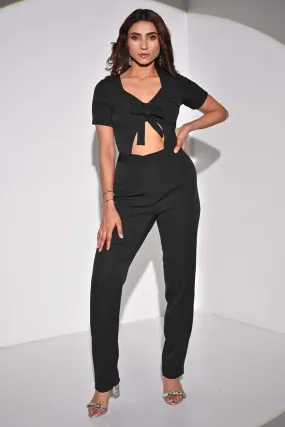Black Front Tie-Up Jumpsuit