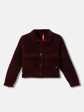 Blue Giraffe Girls Solid Full Sleeves Collar Jacket
