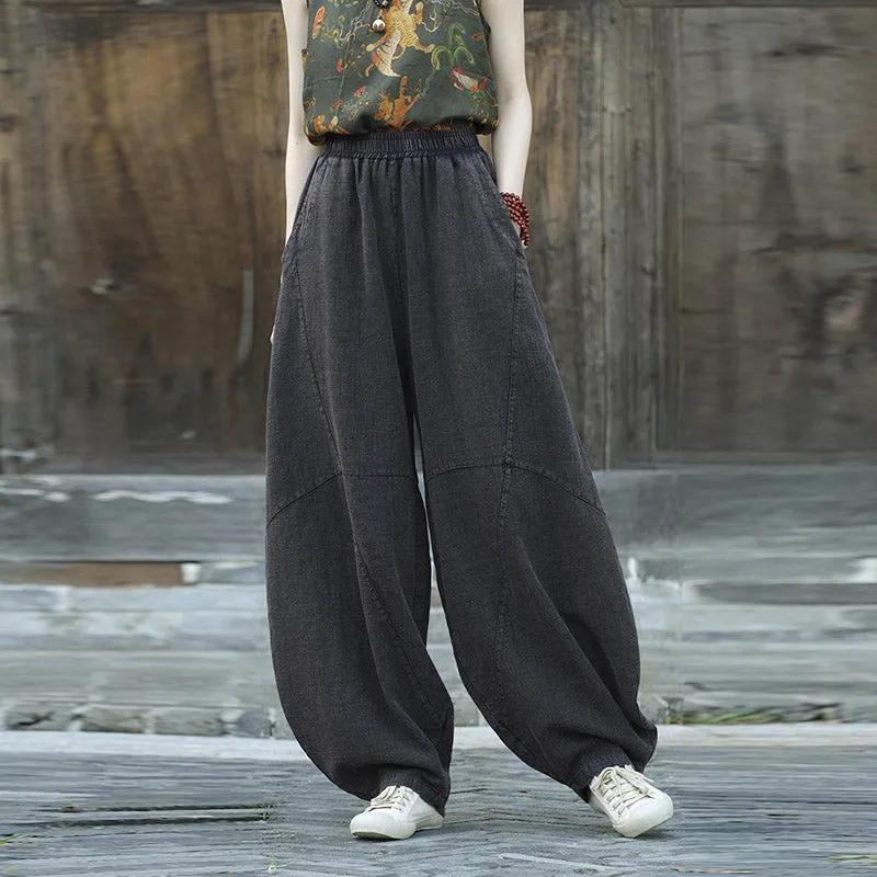 Buddha Stones Cotton Linen Pants Harem Trousers Loose Zen Yoga Tai Chi Women's Pants
