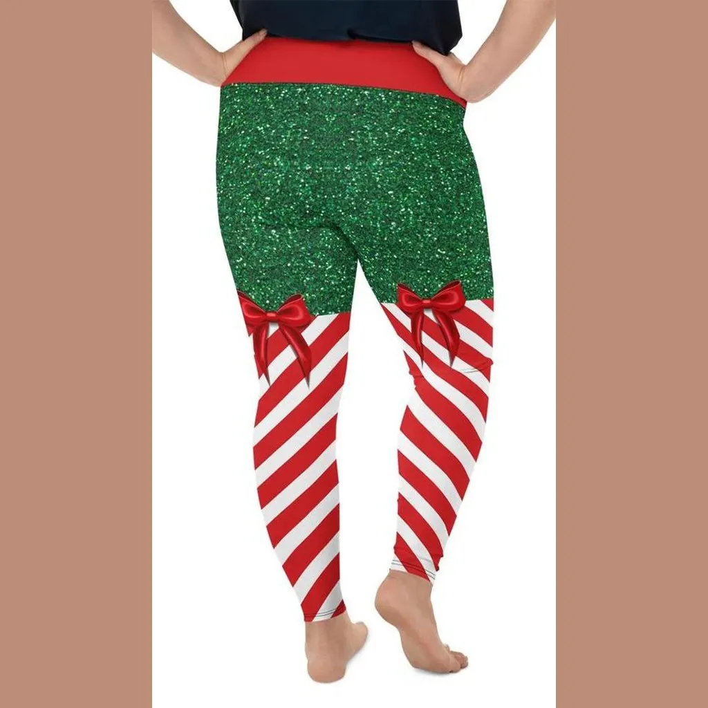 Candy Stripe Christmas Plus Size Leggings