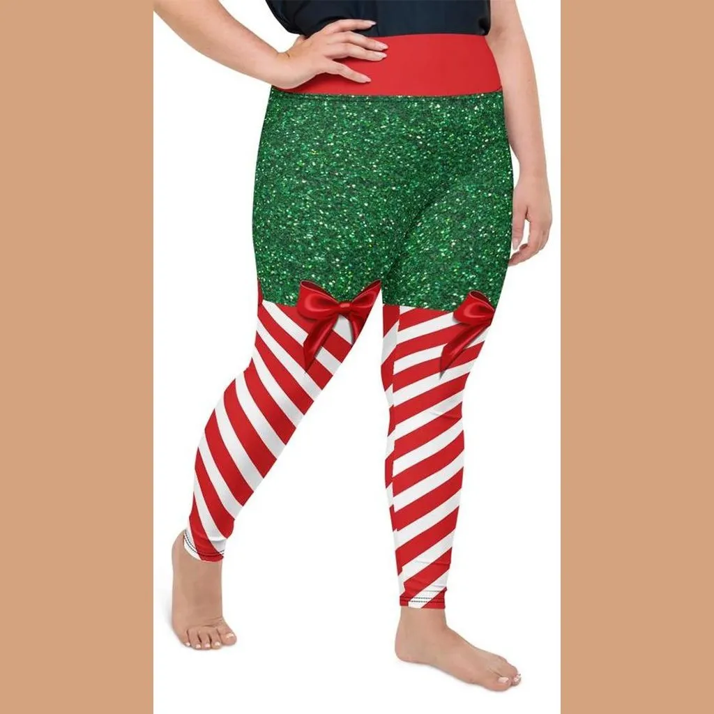 Candy Stripe Christmas Plus Size Leggings
