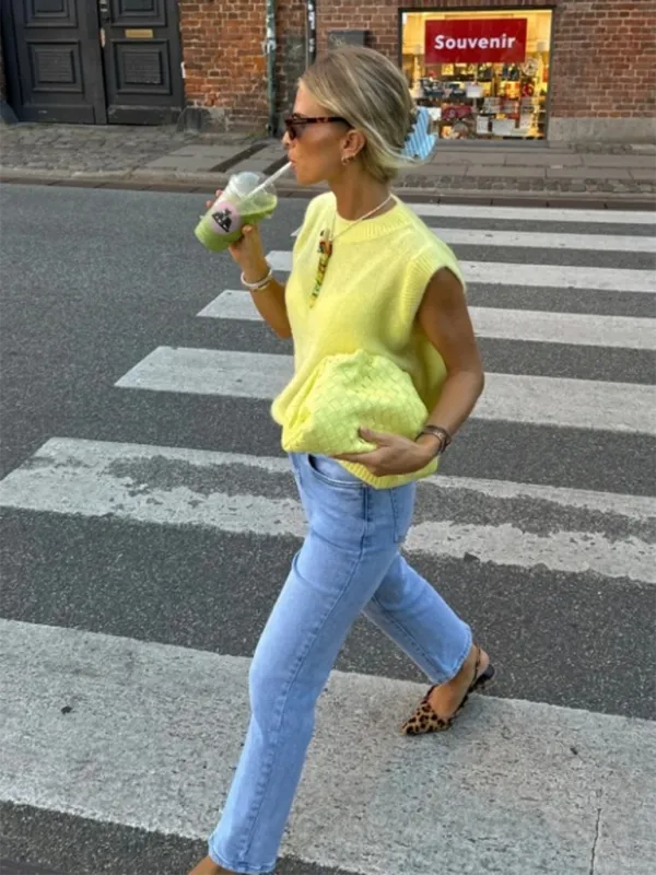 Casual Crew Neck Knit Top