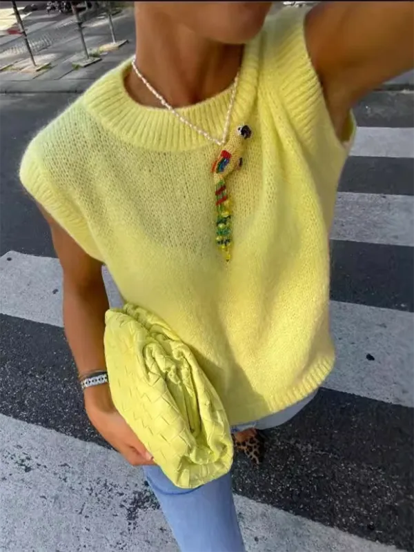 Casual Crew Neck Knit Top