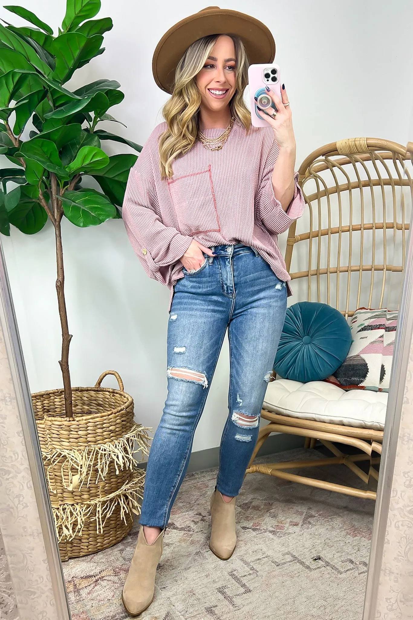 Celiana Ribbed Knit Pocket Top - FINAL SALE
