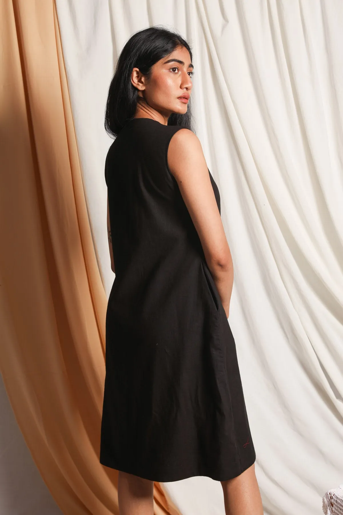 Clare Black Wrap Vest Dress