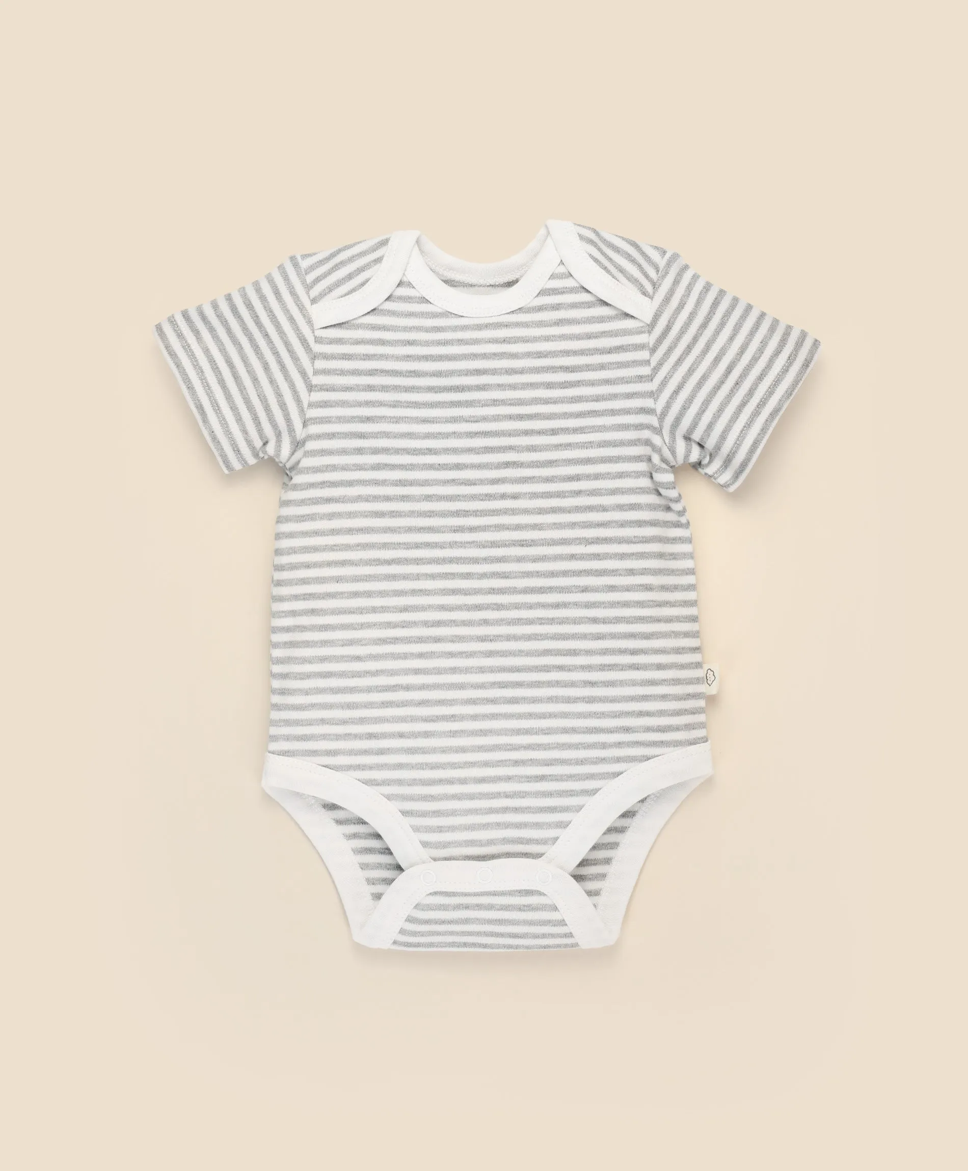 Comfy baby short sleeve bodysuit - Grey stripes