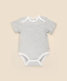 Comfy baby short sleeve bodysuit - Grey stripes