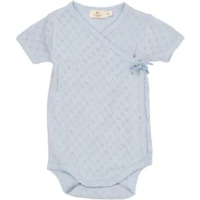 COPENHAGEN COLORS Dusty Blue Pointelle Heart Crossover Body Ss