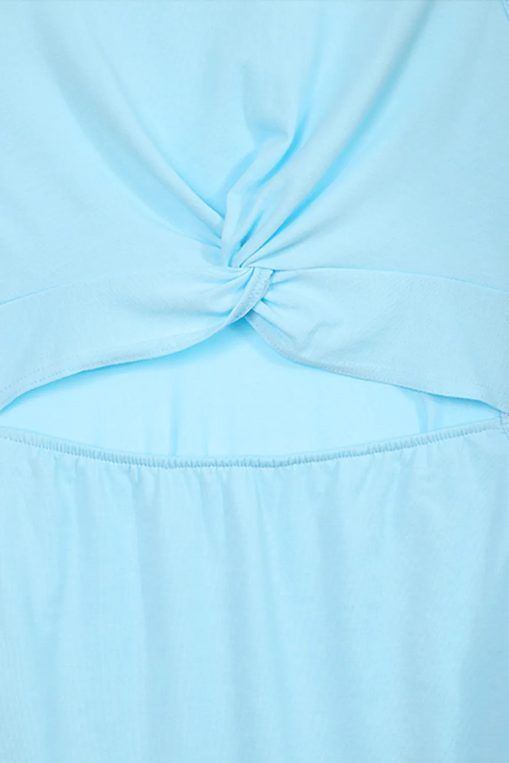 Crew Neck Sleeveless Hollow Out Wrap Bodycon Dress