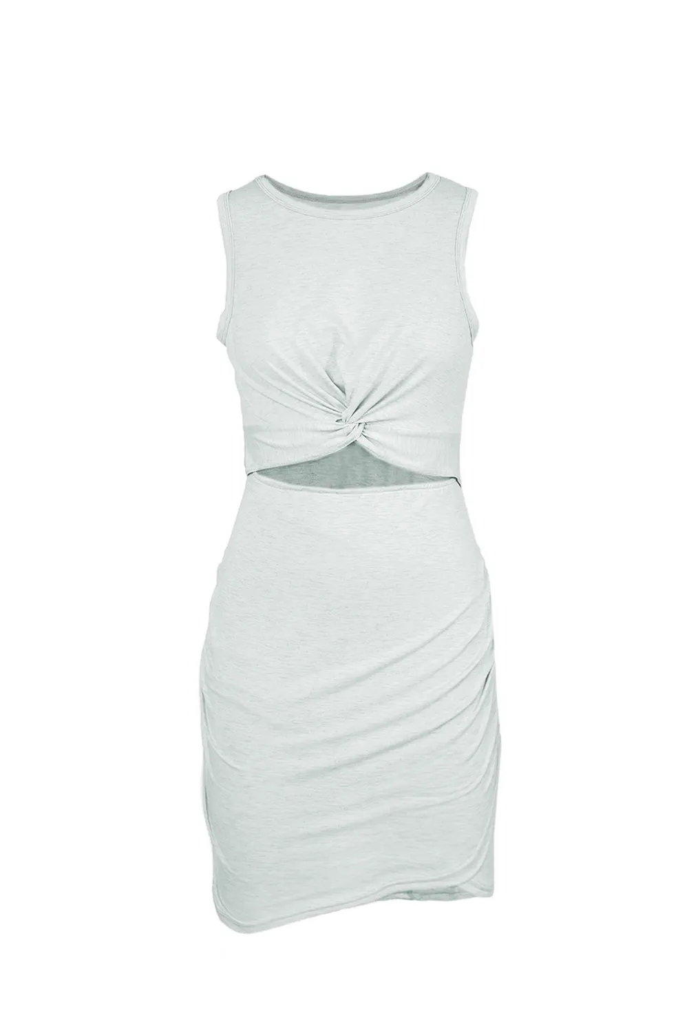 Crew Neck Sleeveless Hollow Out Wrap Bodycon Dress