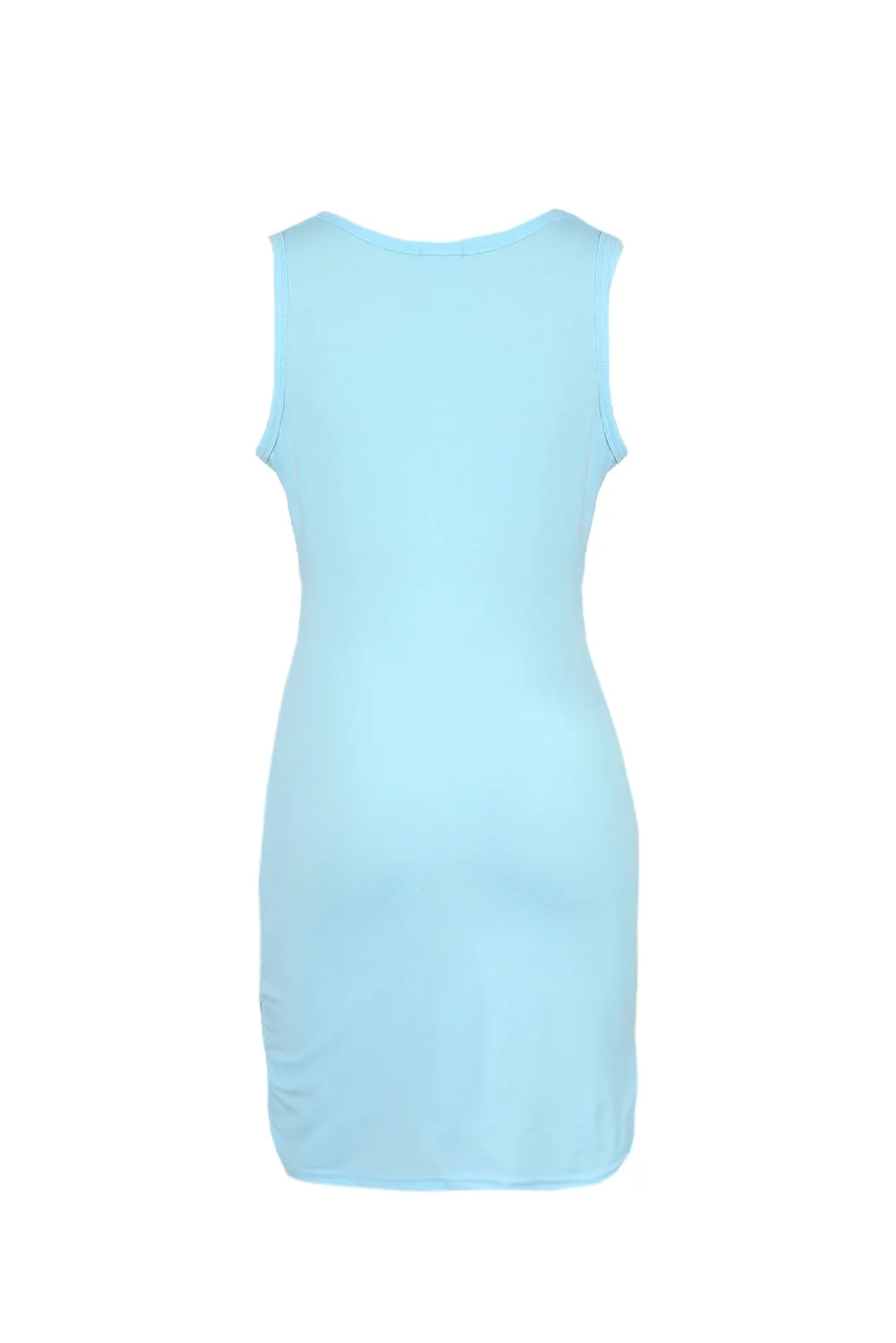 Crew Neck Sleeveless Hollow Out Wrap Bodycon Dress