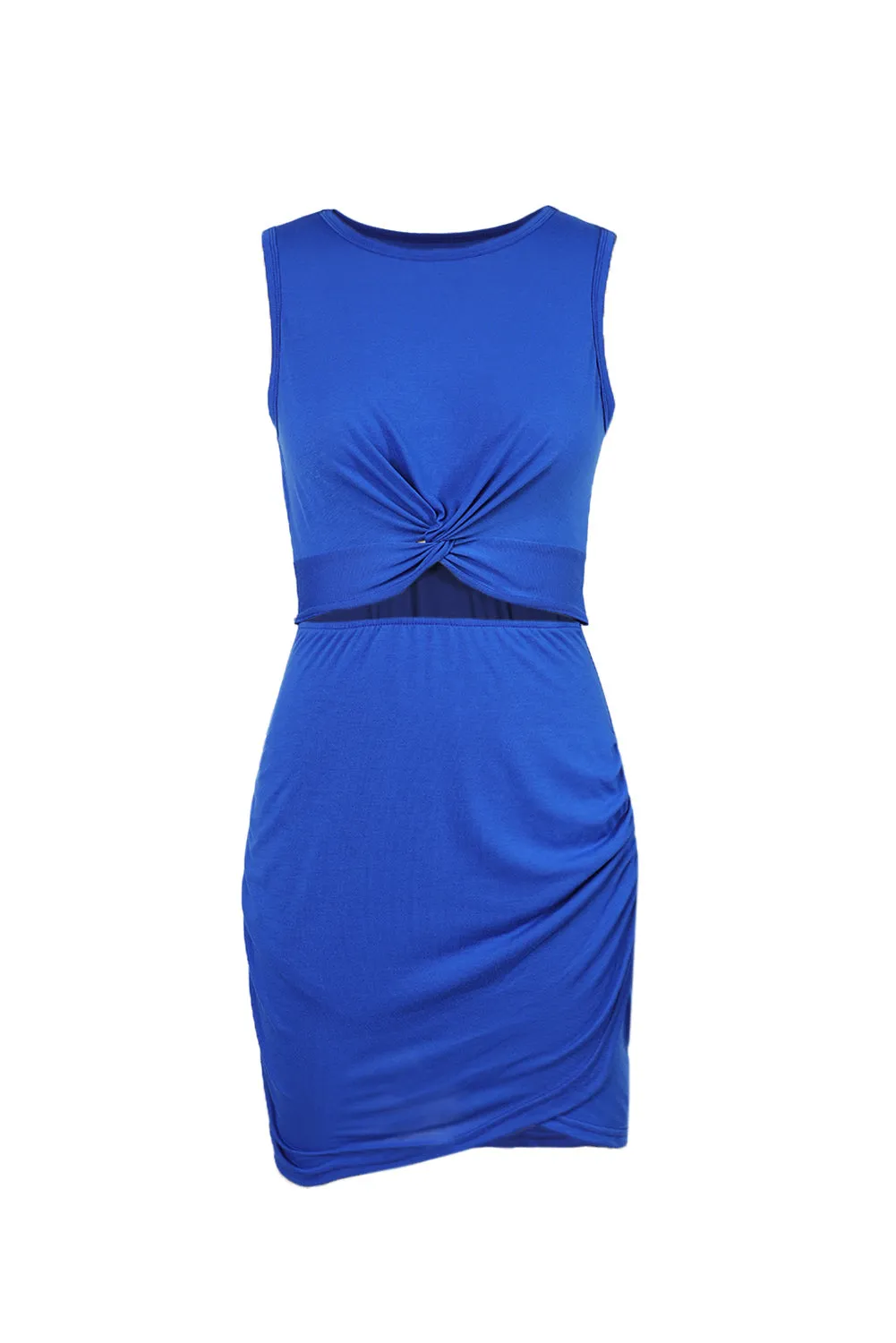 Crew Neck Sleeveless Hollow Out Wrap Bodycon Dress