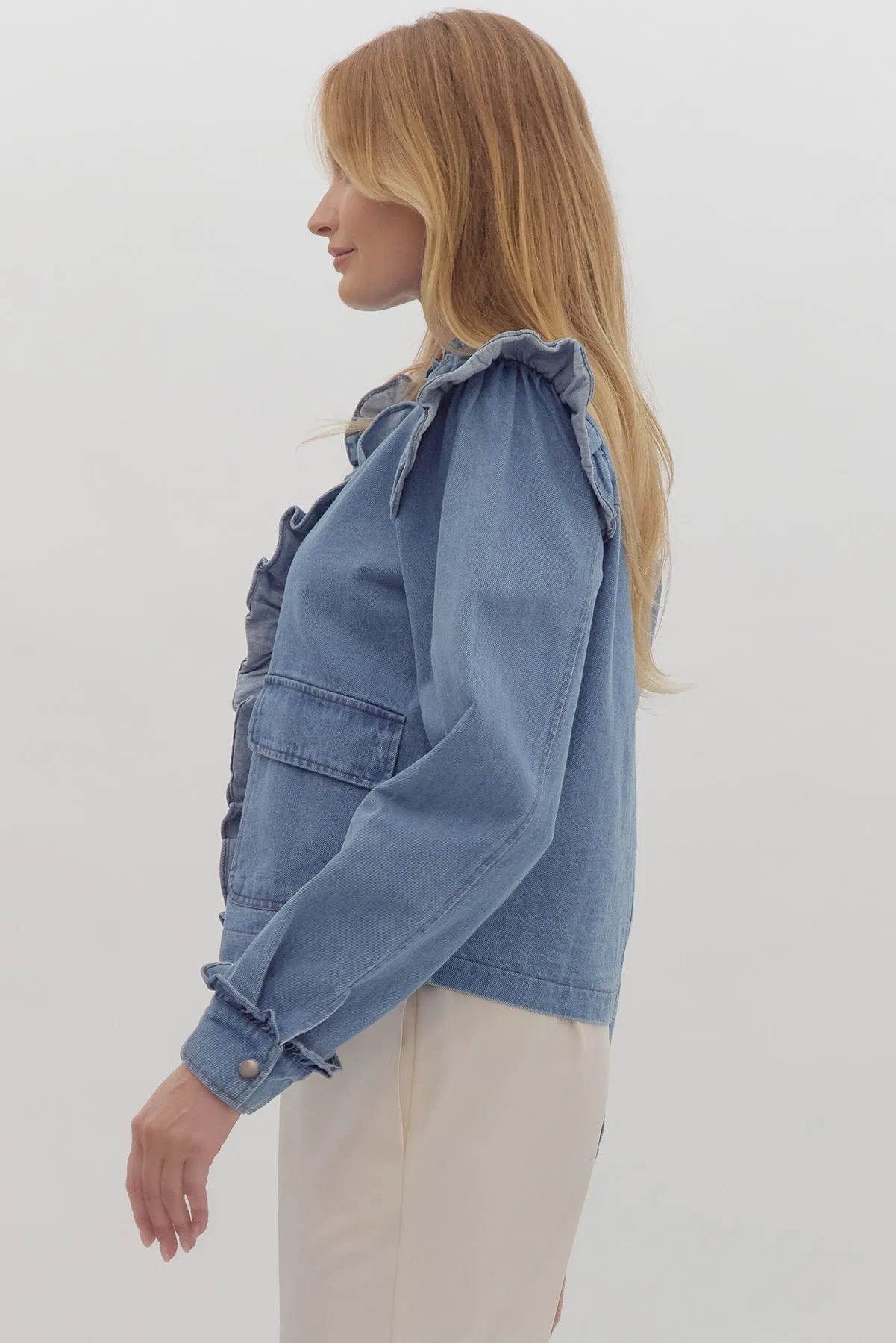 Danna Solid Cropped Denim Jacket