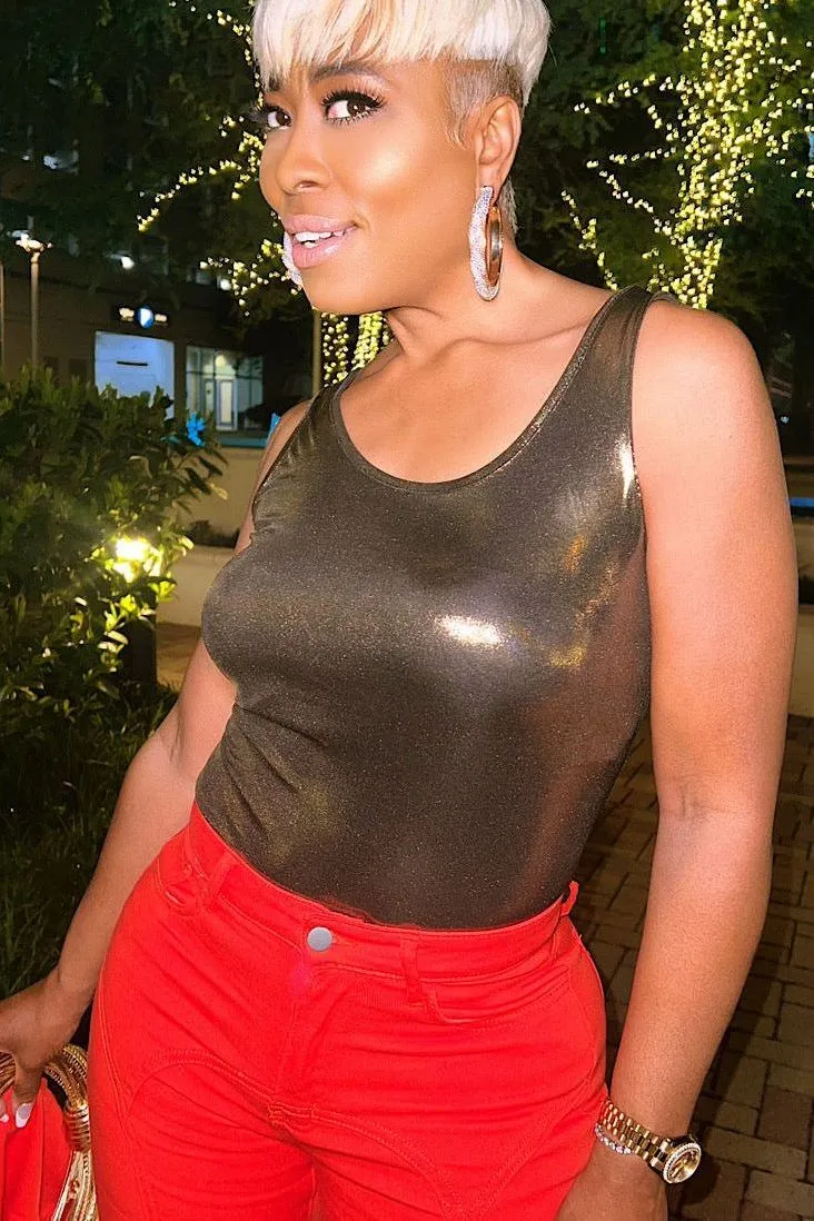 Disco Donna Metallic Bodysuit - Gold