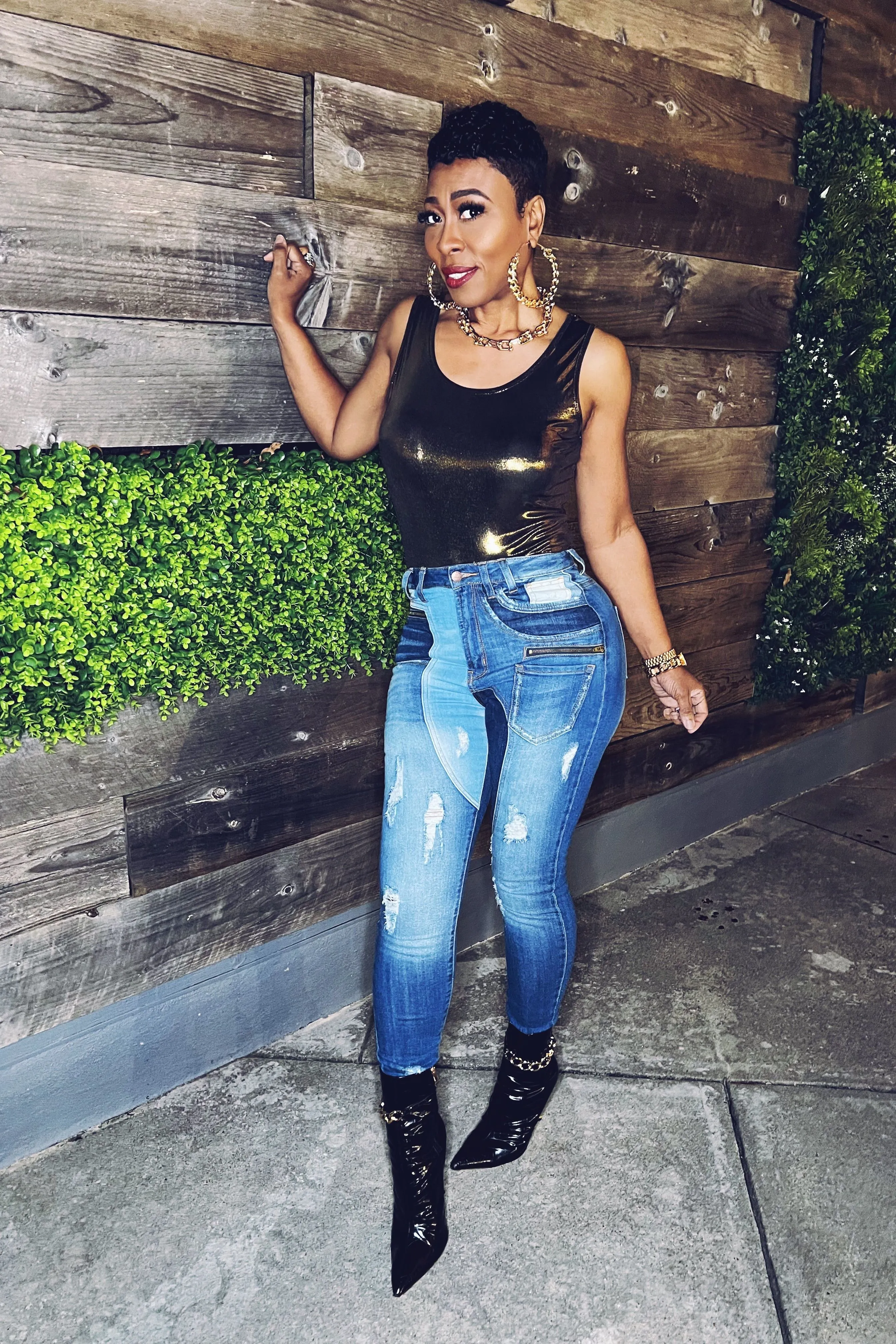 Disco Donna Metallic Bodysuit - Gold