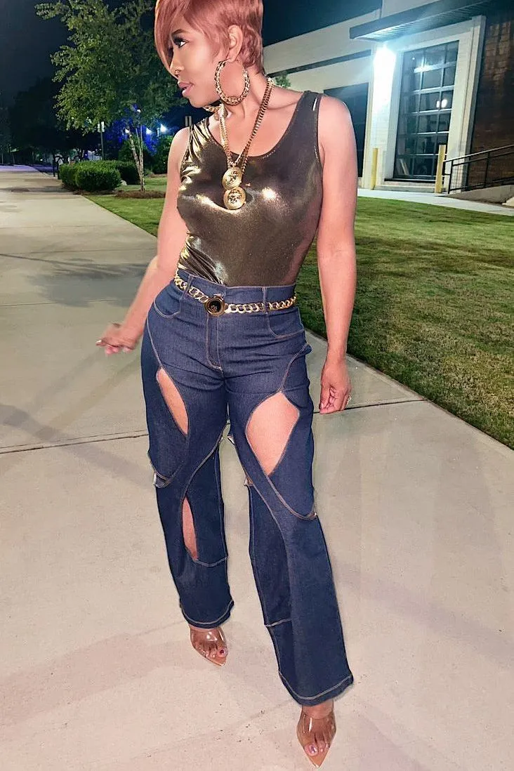 Disco Donna Metallic Bodysuit - Gold