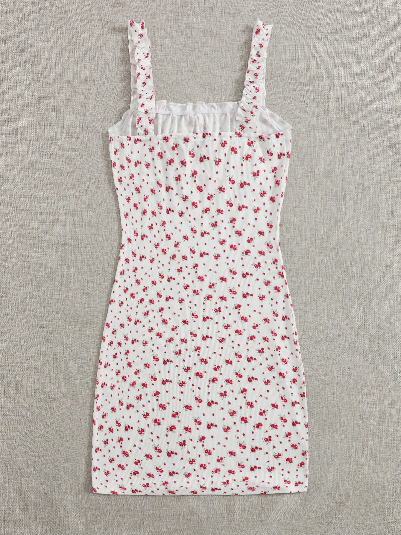 Ditsy Floral Print Tie Front Ruched Bust Dress