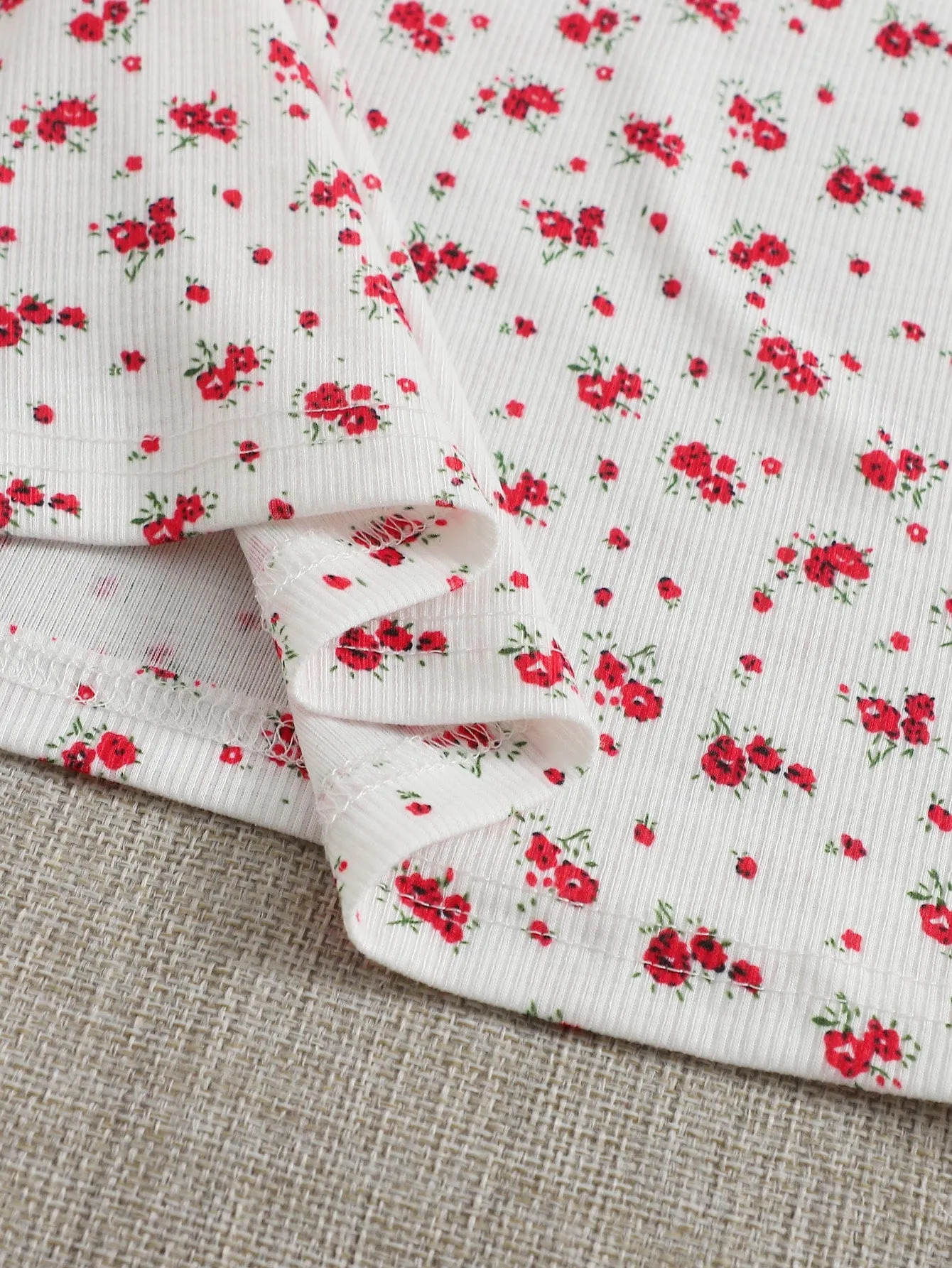 Ditsy Floral Print Tie Front Ruched Bust Dress