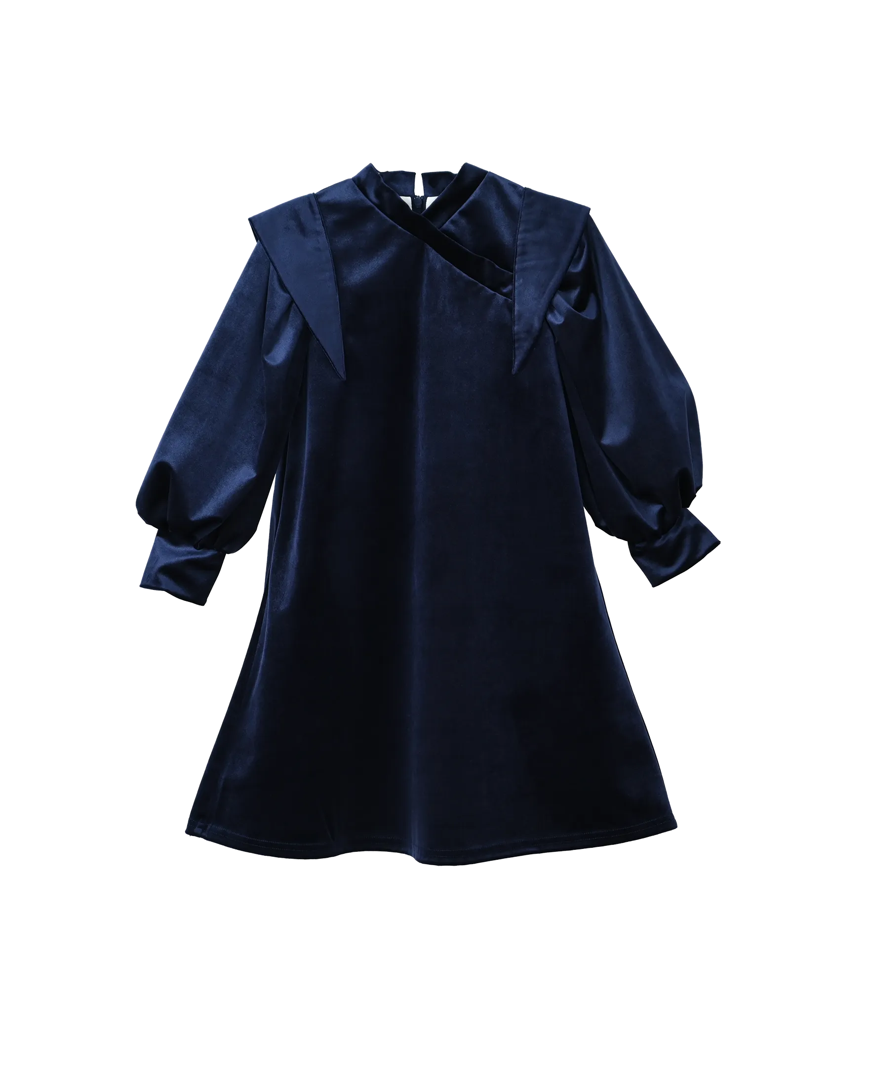 dress velvet wrap look shoulder detail - dark sapphire blue
