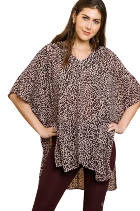 Dusty Pink Sheer Animal Print Tunic