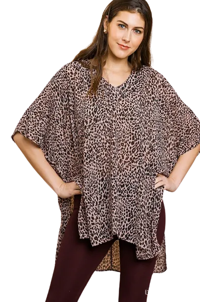 Dusty Pink Sheer Animal Print Tunic