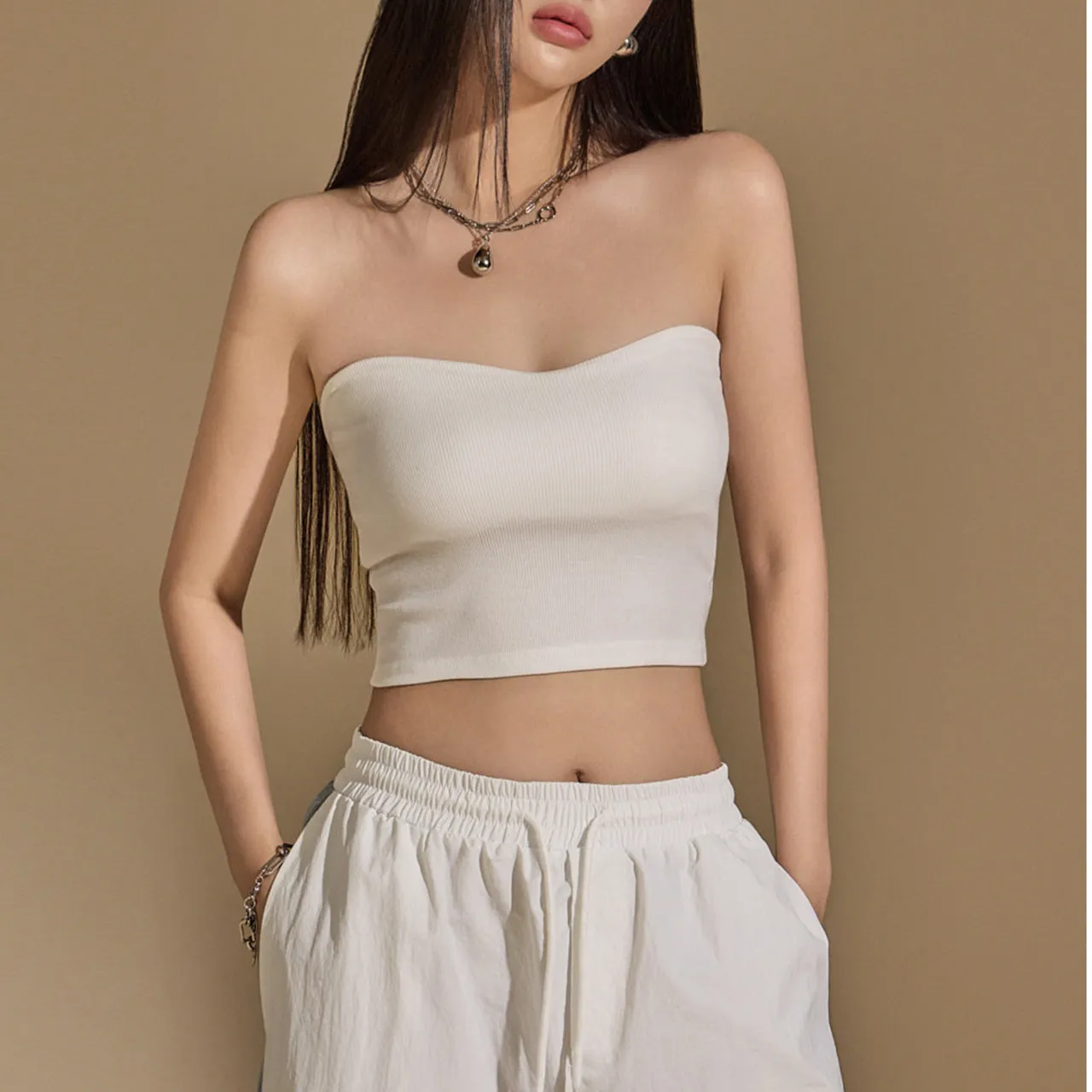 E3462 Ribbed Knit Tube Top