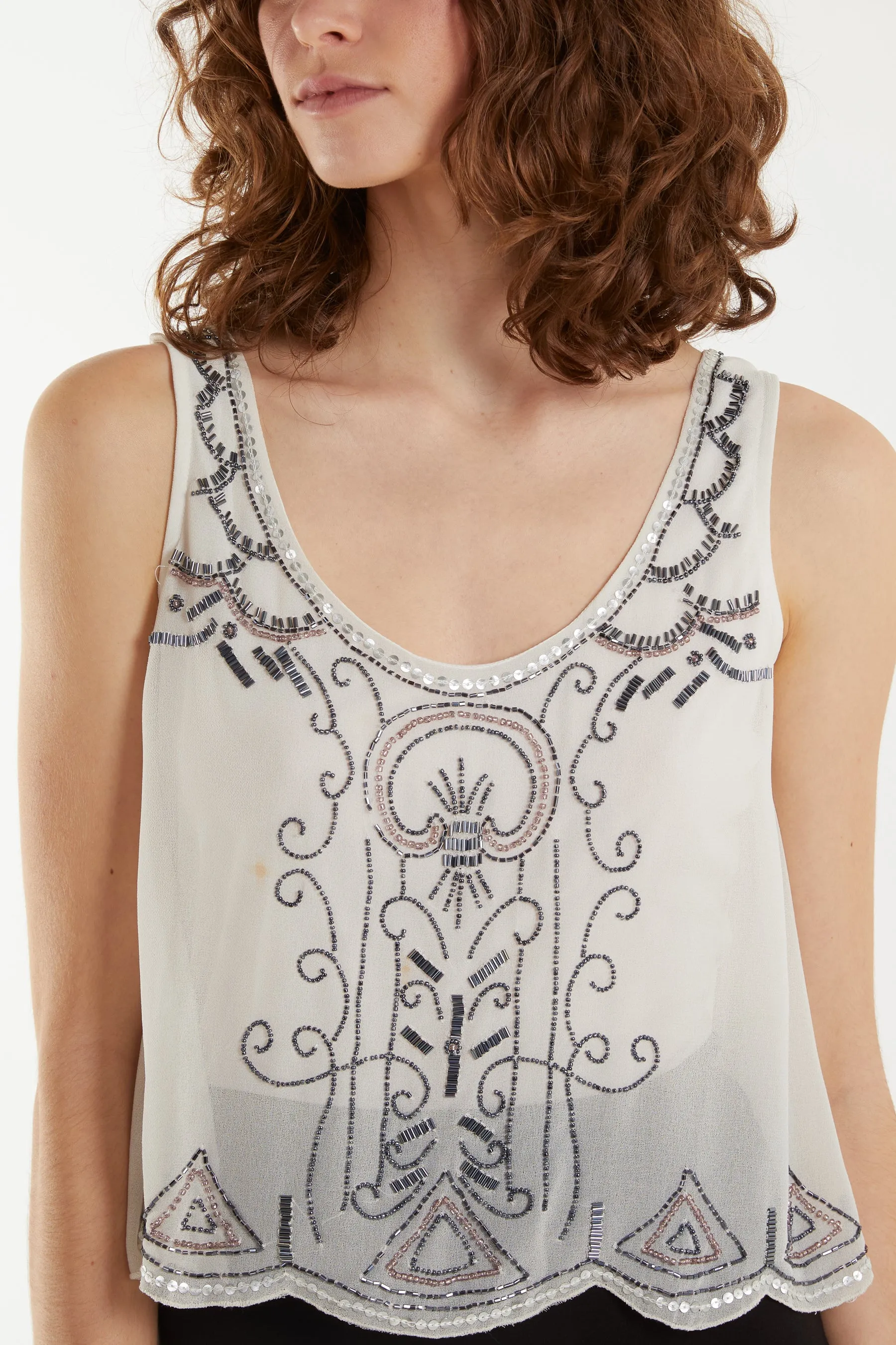 Embellished Mesh Dress