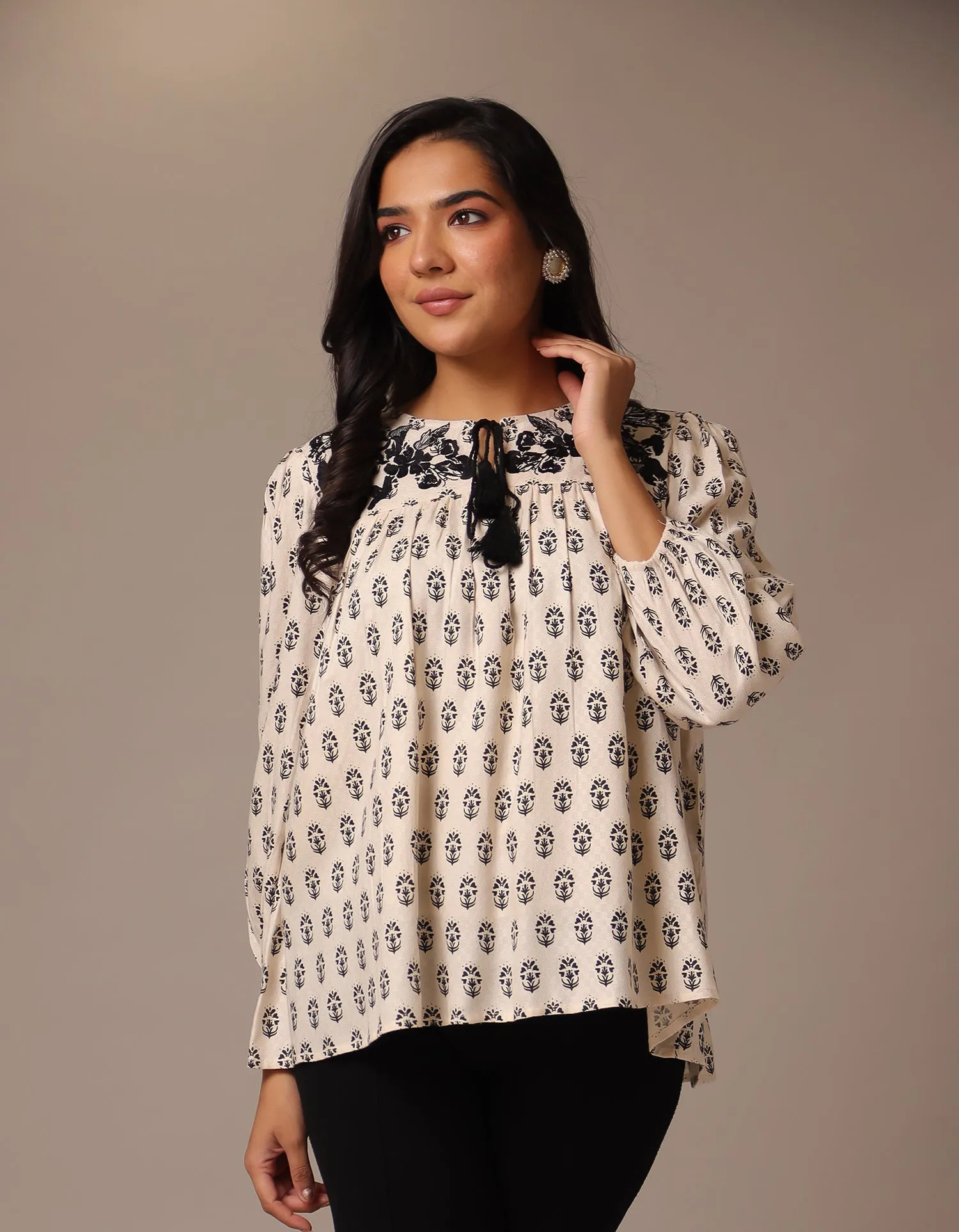 Embroidered Printed Muslin Tunic