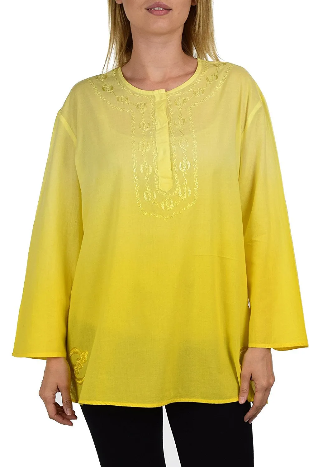 Embroidered Summer Tunic, Ombre dyed Tunic, Tie Dye Ombre Blouse, women Tie dye Shirt Top Regular and Plus Sizes