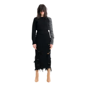 (Emma) Unbalanced Knit Sweater in Black