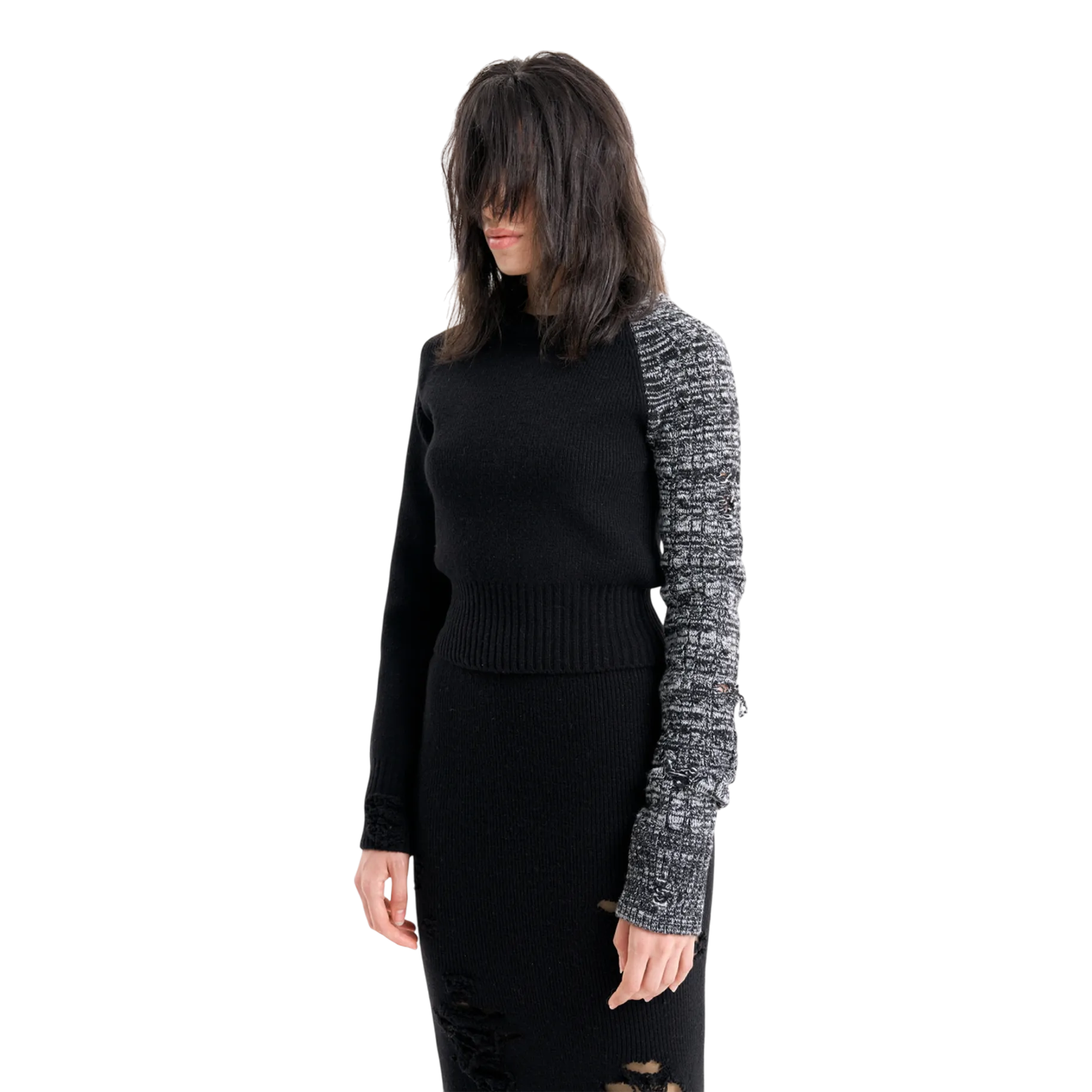(Emma) Unbalanced Knit Sweater in Black