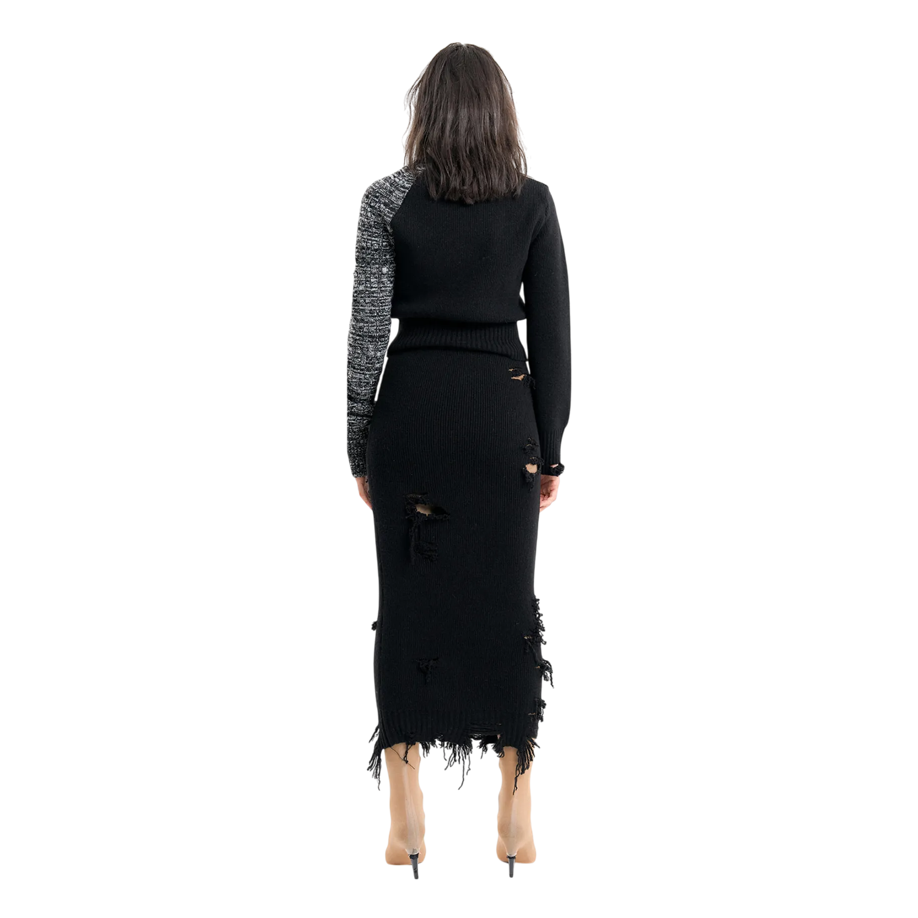 (Emma) Unbalanced Knit Sweater in Black