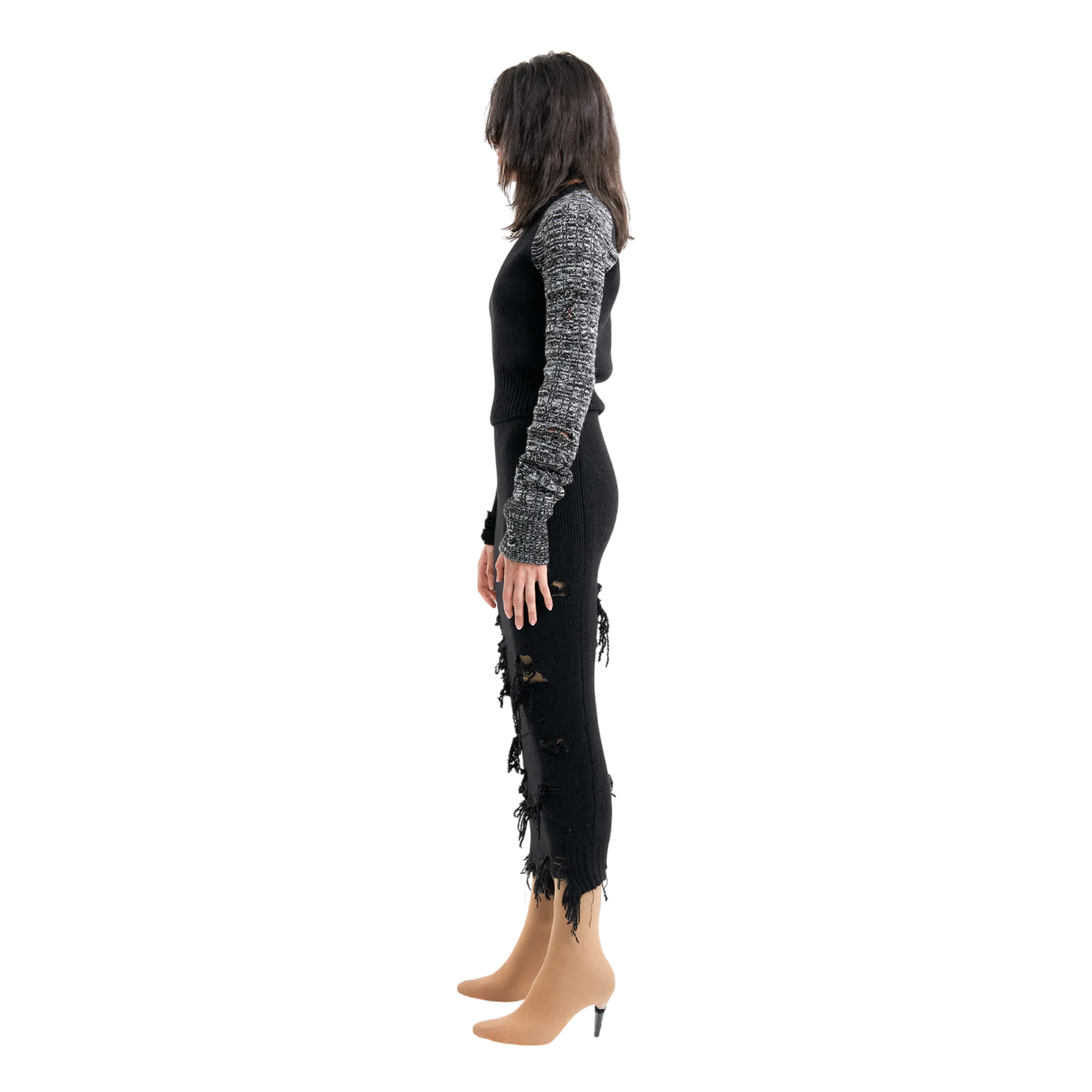 (Emma) Unbalanced Knit Sweater in Black