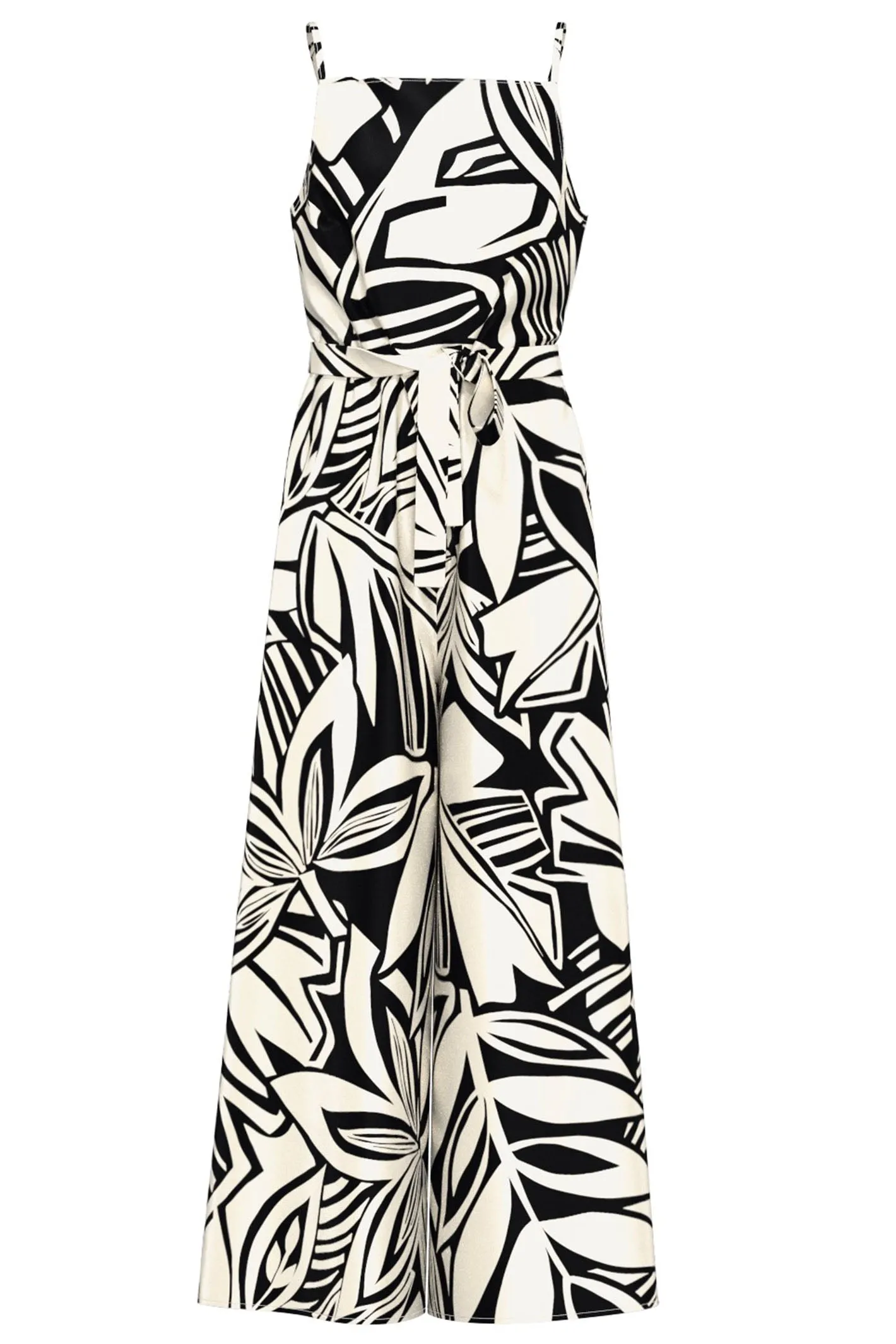 Emme Humour 2415241032200 Black Flower Print Sleeveless Jumpsuit