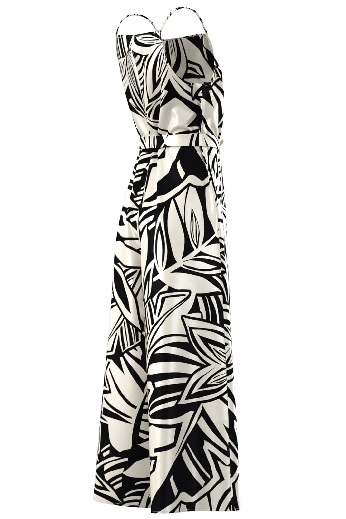 Emme Humour 2415241032200 Black Flower Print Sleeveless Jumpsuit