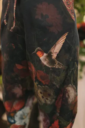 Flight of Fancy Linen Floral Print Cropped Artist Pants