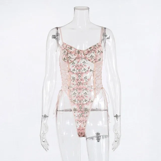 Floral Embroidery Lace Bodysuit