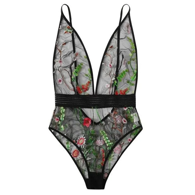 Floral Lace Lingerie Bodysuit