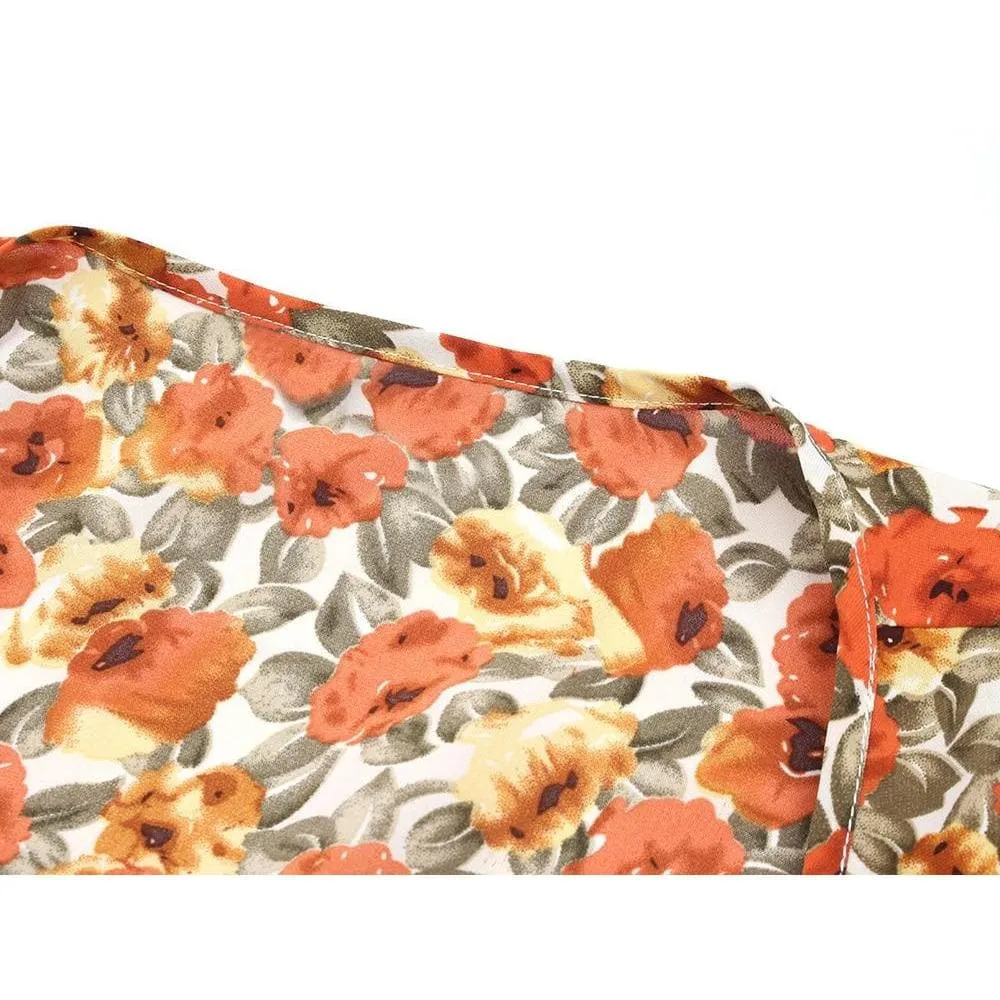 FLORAL V-NECK WRAP DRESS