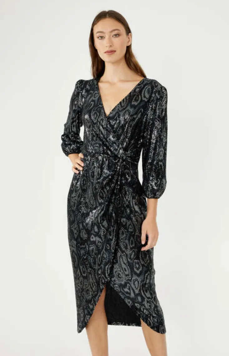Formal Abstract Wrap Dress